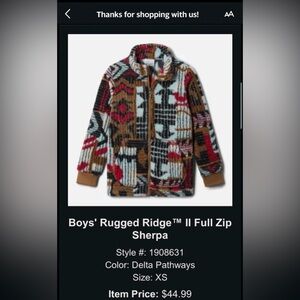 Columbia Boys' Rugged Ridge II Full Zip Sherpa EUC Size XS 6/7 Boys